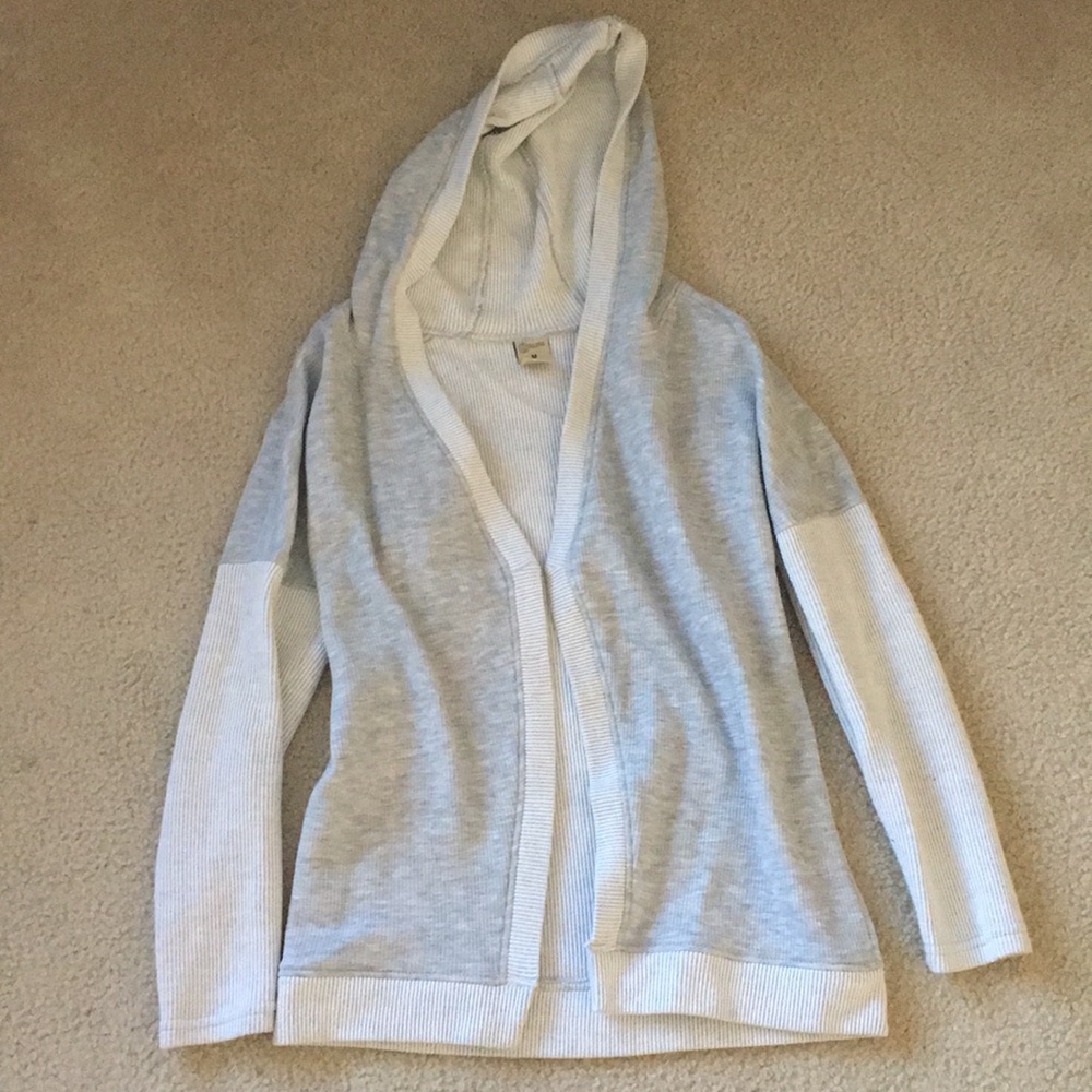 Balance collection ribbed hooded cardigan